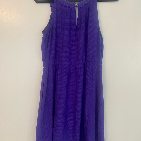 Rebecca Taylor Textured Purple Ruffled Braided Dress Size 2 - Picture 3 of 3